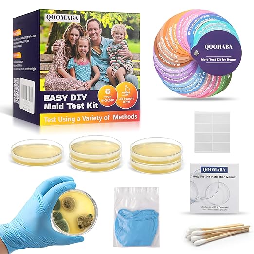 Mold Test Kit for Home Air Quality 5PCS - Mold Toxicity Test for HVAC, at Home Mold Test Kit, Mold Detector for Home Air Quality - Black Mold Testing Kit Air with Guide and Lab Support