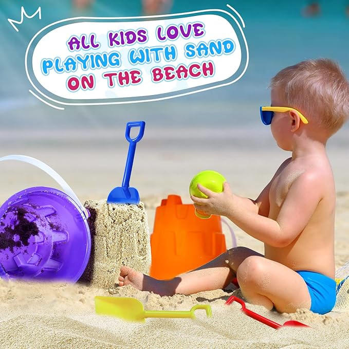 5 Inch Sand Castles Beach Buckets and Shovel Set,Sand Bucket Water Bucket for Beach Fun Great Summer Party Accessory（24 Shovels and 24 Pail Buckets）