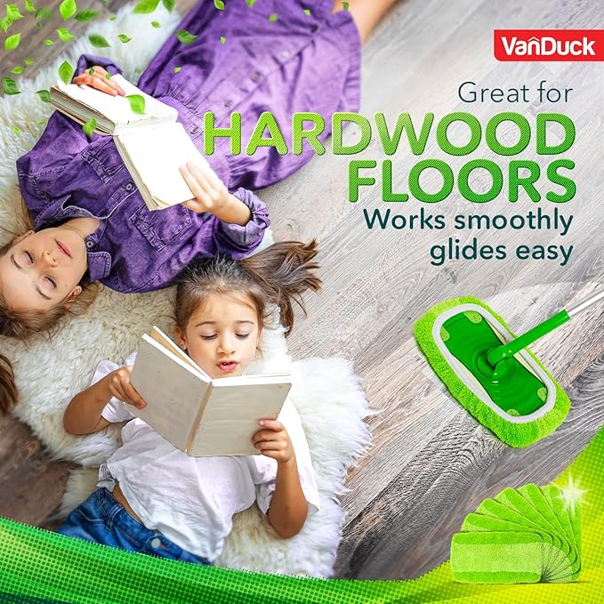 VanDuck Reusable Mop Pads Compatible with Swiffer Sweeper (2-Pack) - Washable Microfiber Mop Pads for Wet & Dry Use - All Purpose Floor Mopping and Cleaning Product