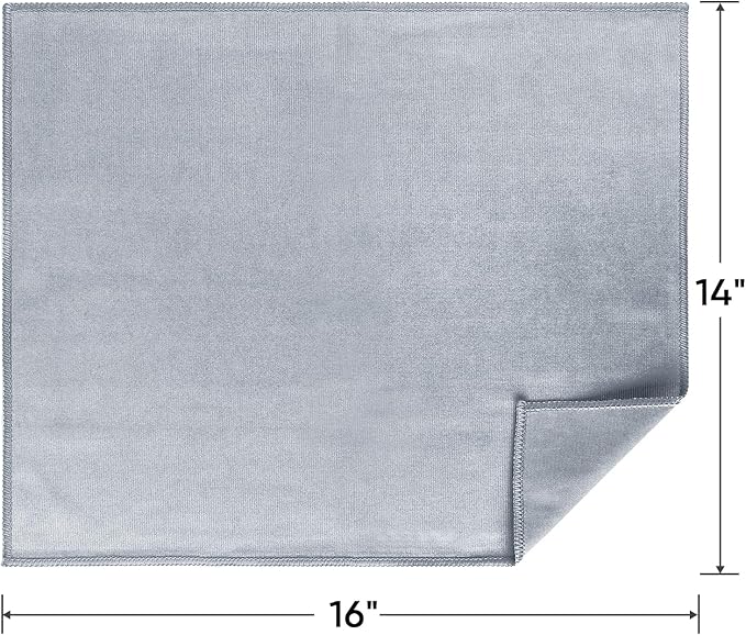 HOMEXCEL Microfiber Glass Cleaning Cloths 6 PK, Lint Free Streak Free, Reusable Microfiber Cleaning Cloth for Cleaning Windows, Glasses, Mirrors, Screens, Stainless Steel, and More, Grey-14”×16”