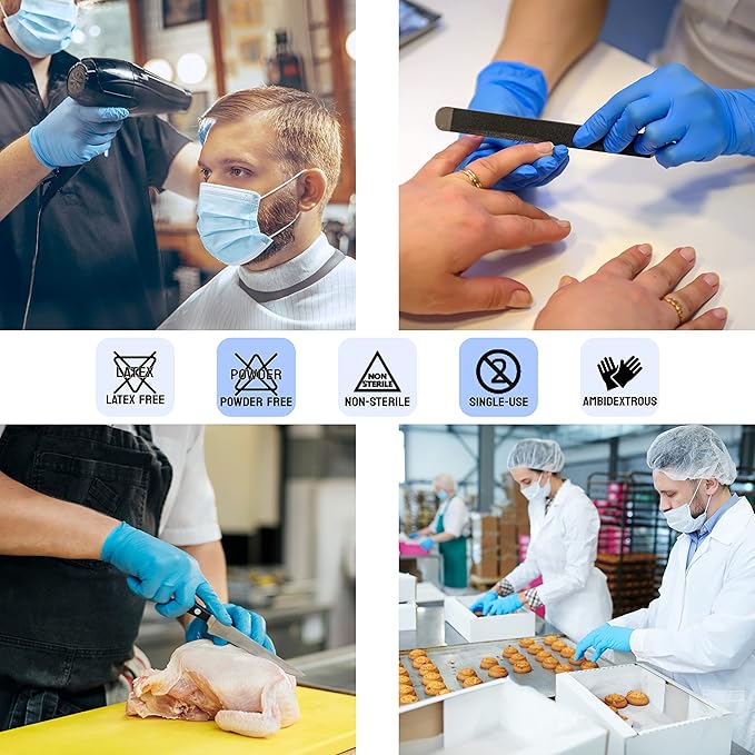 Safe Health NITRO-V Nitrile-Vinyl Synthetic Exam Disposable Gloves, Bulk Supply of 16000, Latex Free, Powder Free, Blue, Small, Medical Grade, Clinic, Nursing, Food, Hair Salon, Cleaning, Housework