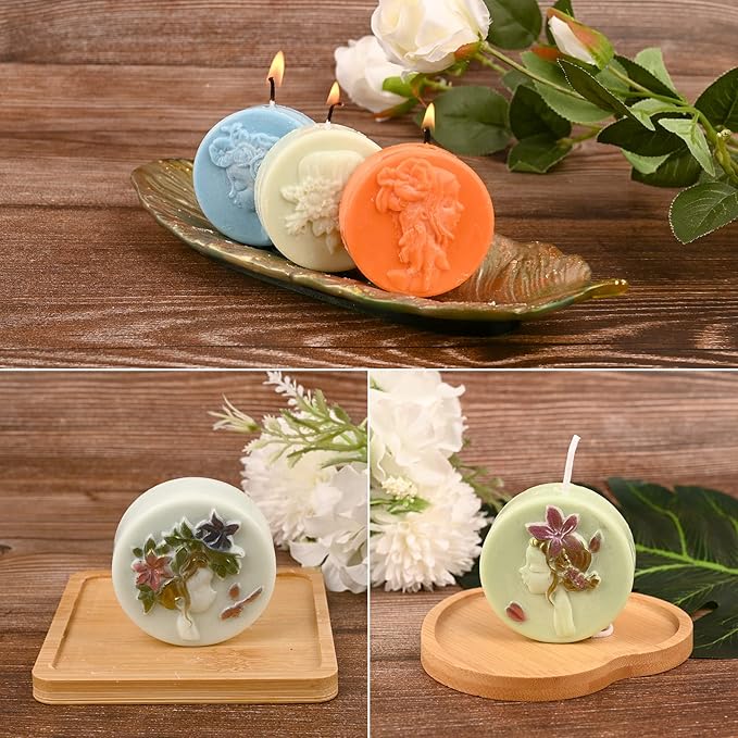 Moukiween Round Silicone Soap Molds, 2PCS Girls Cylinder Silicone Molds for Handmade Soap, Candle, DIY Resin