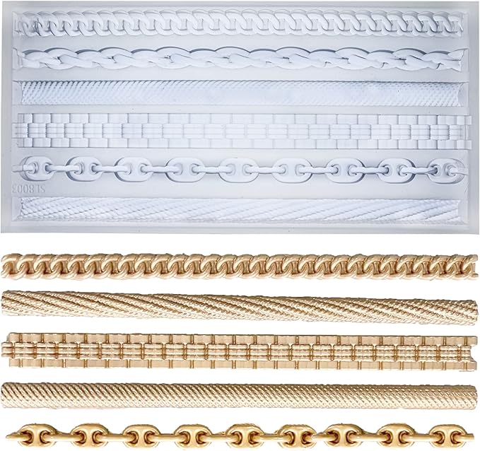 FUNSHOWCASE Chains Mold for Polyclay Air Dry Clay Plaster, 4719, 6 Trimmings #4719