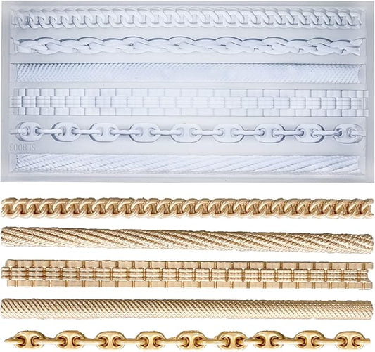 FUNSHOWCASE Chains Mold for Polyclay Air Dry Clay Plaster, 4719, 6 Trimmings #4719