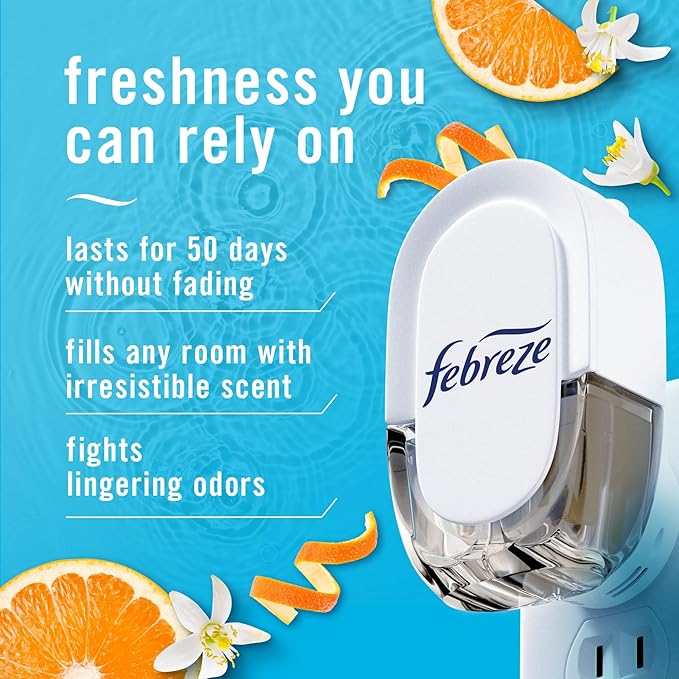 Febreze Odor-Fighting Fade Defy PLUG Air Freshener, Refresh and Energize, Soothe and Restore, Pack of 4 (2 of Each), .79 fl. oz. Oil Refill