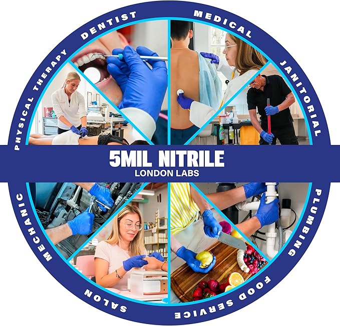 Cobalt Blue 5 Mil Nitrile Exam Gloves Disposable Latex Free | Medical Rubber Gloves for Doctors, EMT, First Aid Kit, Food Service & Cleaning | Bulk Case of (1000 CT)