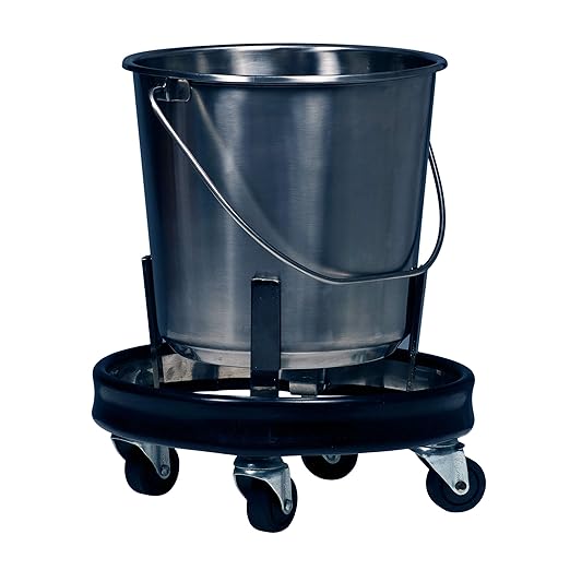 Graham-Field Stainless Steel Kick Bucket with Rolling Stand – 12.5 Quart Capacity