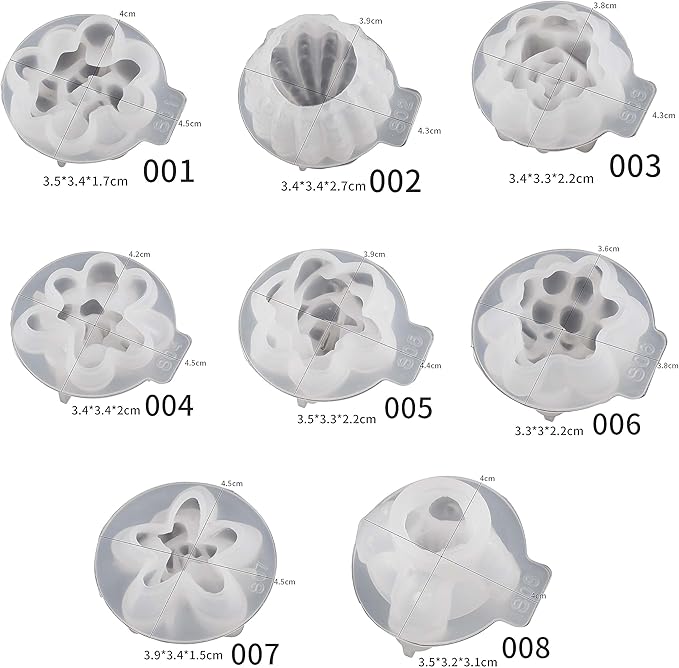 8 Pcs Succulent & Resin Candle Mold - Craft Supplies 3D Mold for Resin Casting