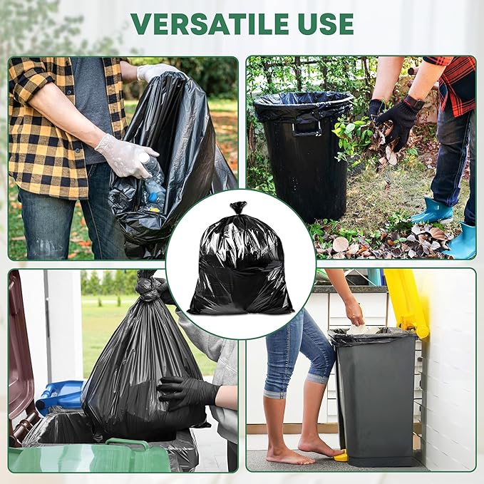 95 Gallon Heavy Duty Trash Bags | 25 Bags w/Ties | Super Large Garbage bags | 1.5 MIL Thickness for Yard, Home and Office Cleanup Disposal - TrashMaster (25)