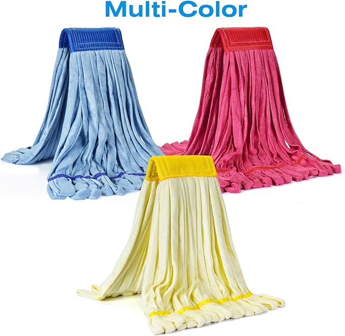 Matthew Cleaning Microfiber Tube Mop(Meduim,Yellow,6Pack) Heavy Duty Mop Head Replacement,Excellent Absorbency,Premium launderability,Reusable,Loop end for Home,Commercial and Industrial Use