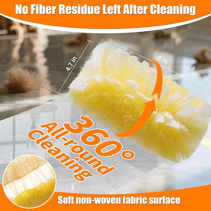 40 Count 360° Heavy Duty 2 Sided Duster Refills Compatible with Swiffer, Large Size-Extra Thick Disposable Electrostatic Feather Duster Refill with 1 Short Handle for Furniture, Blinds, Ceiling