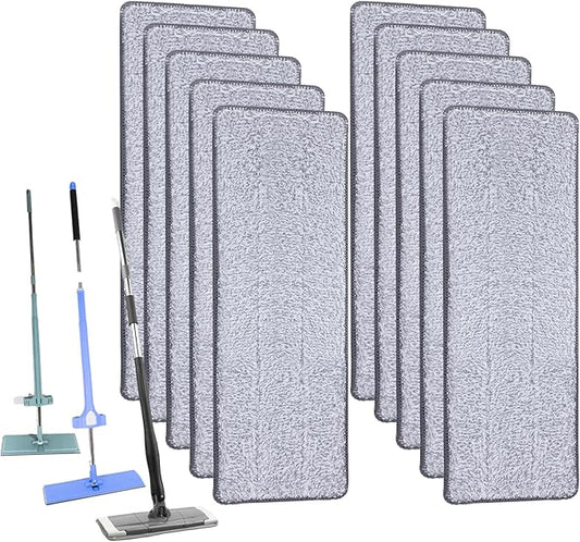 10 Pcs Flat Mop Pads, 13" X 4.7" Microfiber Mop Cleaning Pads, Microfiber Mop Pad/Refill/Head, Mop Pads Washable, Pads Replacement for Flat Mop or Mop Bucket Set
