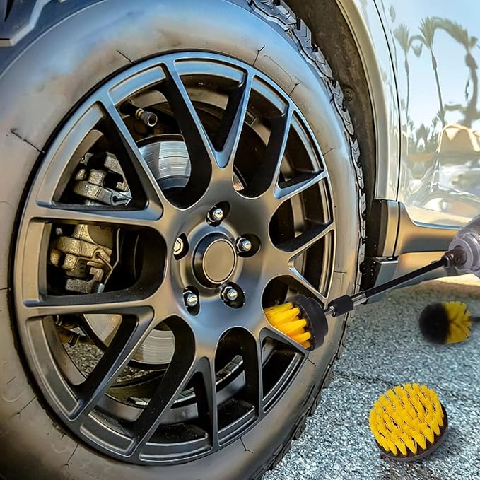 18 Pcs Drill Brush Attachments Set,Power Cleaning Scrub Brushes with Extend Long Attachment,Grout Cleaner for Tile Floors,Car Detailing, Carpet, Tile Grout, Sinks (18)