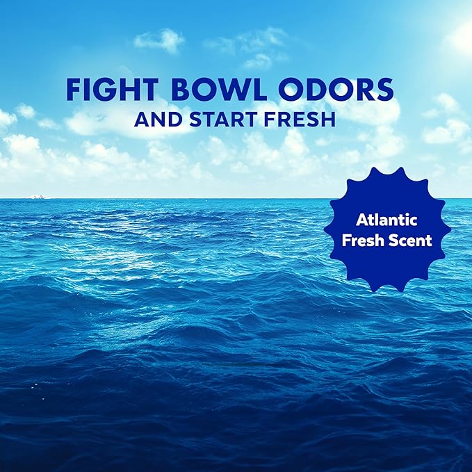 Lysol Toilet Bowl Cleaner, Max Strength Bathroom Cleaning Supplies, Toilet Bowl Cleaner Clinging Gel, Disinfecting and Deodorizing, Bleach Free, Atlantic Fresh + Forest Rain 24 oz (4 ct)