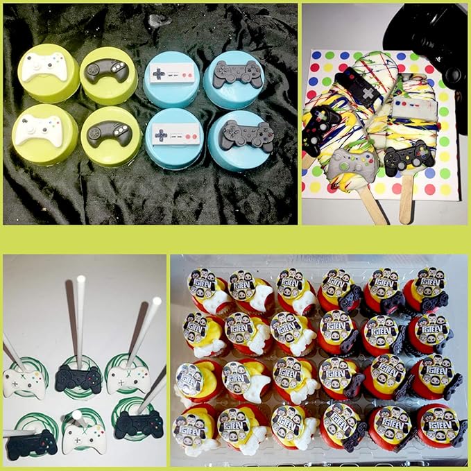 Sakolla Game Controller Silicone Molds, 16 Cavity Non Stick Video Game Controller Molds for Chocolate, Candy, Cake Decoration, Cake Pops, Resin