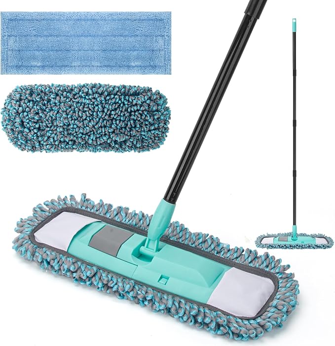 KeFanta Mops for Floor Cleaning with 2 Different Washable Mop Pads, Microfiber Dust Mop for Hardwood Floors with 57" Long Handle, Wet & Dry Mops for Pet Hair Dust Vinyl Wood Tile Laminate Flooring