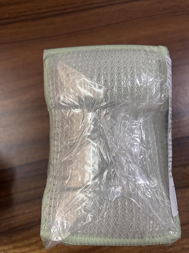 JEBBLAS Bamboo Natural Kitchen Sponges Dish Sponge Cleaning Sponge Heavy Duty Scrub Sponge for Cleaning Kitchen and Household Green (8 Pack)