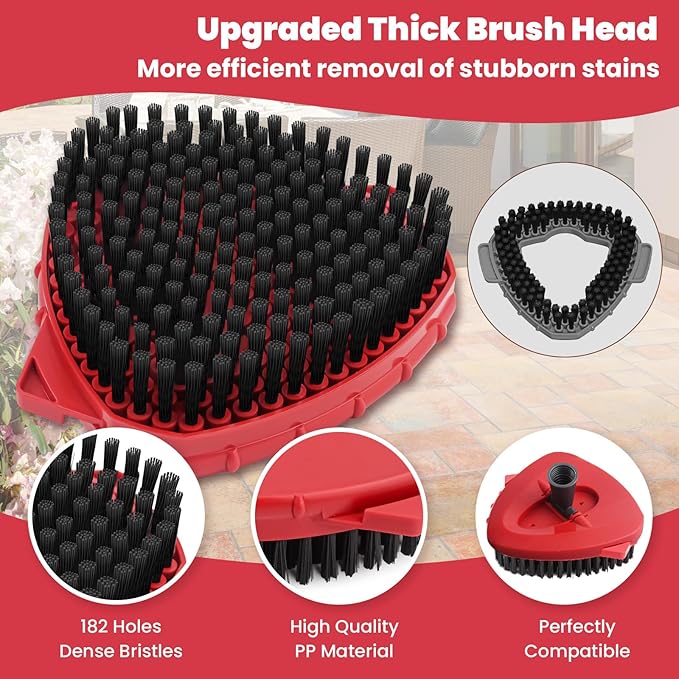 2 Pack Scrub Brush Attachment Compatible with O Cedar EasyWring Microfiber Spin Mop 1 Tank System, Upgraded Floor Scrubber Mop Replace Head, More Bristles Brush Heads for Kitchen, Deck and Bathroom