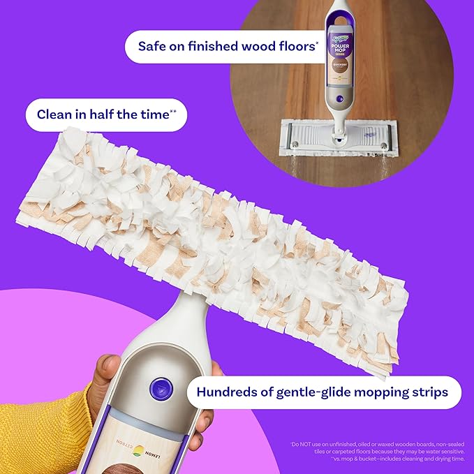 Swiffer PowerMop Wood Mopping Pad Refills for Floor Cleaning, 11 Count