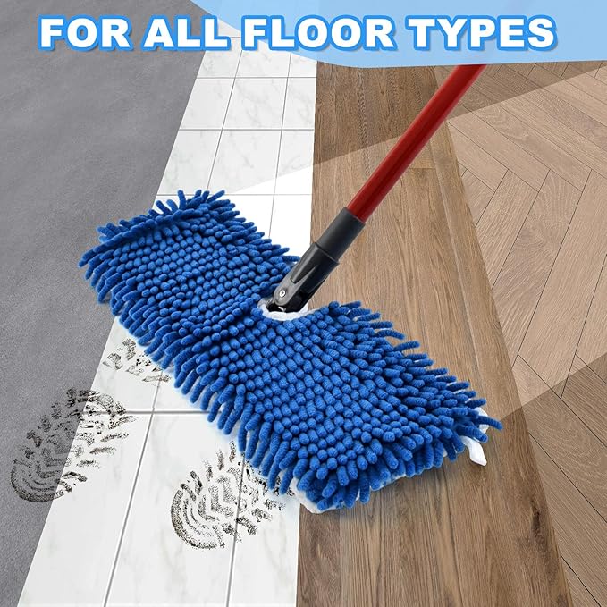 Microfiber Mops for Floor Cleaning, Flat Mop with 3 Reusable Pads and Extendable 58" Long Handle for O Cedar Dual-Action Microfiber Flip Mop , Dust Mop for Hardwood Floors, Wet & Dry Use
