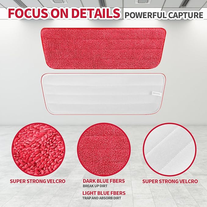 3 Pack Microfiber Reusable Mop Pads for Bona Mop, Wet/Dry Floor Cleaning Refill Mop Pads, Spray Mop Hard Wood Floor Mop Pads Refills, Machine Washable Power Mop Pads Replacement