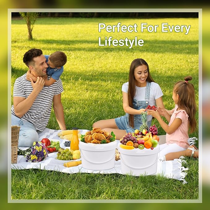 10 Pack White Plastic Bucket with Handle and Lid Food Storage Bucket Containers All Purpose Pail for Multipurpose Paint Water Art Crafts Projects Garage Organization (1 Gallon White)