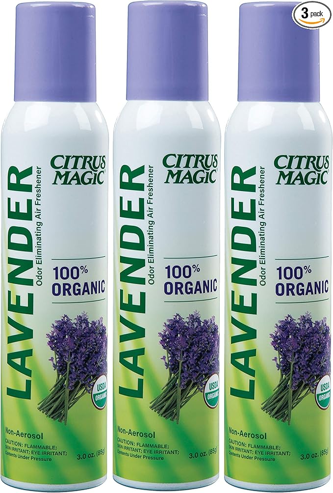 Citrus Magic Organic Natural Odor Eliminating Air Freshener Spray, Lavender Eucalyptus, 3-Ounce, Pack of 3