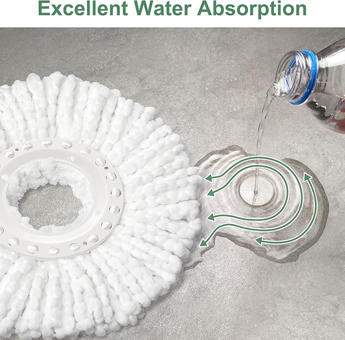 6 Pack Mop Head Replacement, Spin Mop Replacememt Head for 6-6.3” Inch Spin Mop Heads, Microfiber Mop Head Compatible with Hurrican Casabela Mopnad, Household Cleaning Tools, Commercial Mop Head