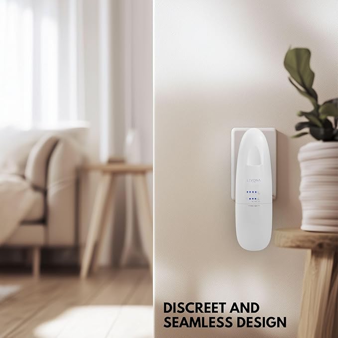 Levona Scent Abela 100 - Essential Oil Diffuser & Plug in Air Freshener for Home, Office and Hotel Use, Waterless Diffuser & Nebulizer - White, 500 sqft (Button Control, Oil Not Included)