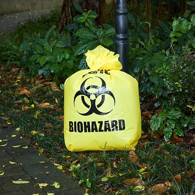 Qilery 8 Pcs Large Halloween Leaf Trash Bags Outdoor Plastic Lawn Waste Bags Biohazard Party Trash Bag Halloween Garden Outdoor Biohazard Zombie Party Decorations