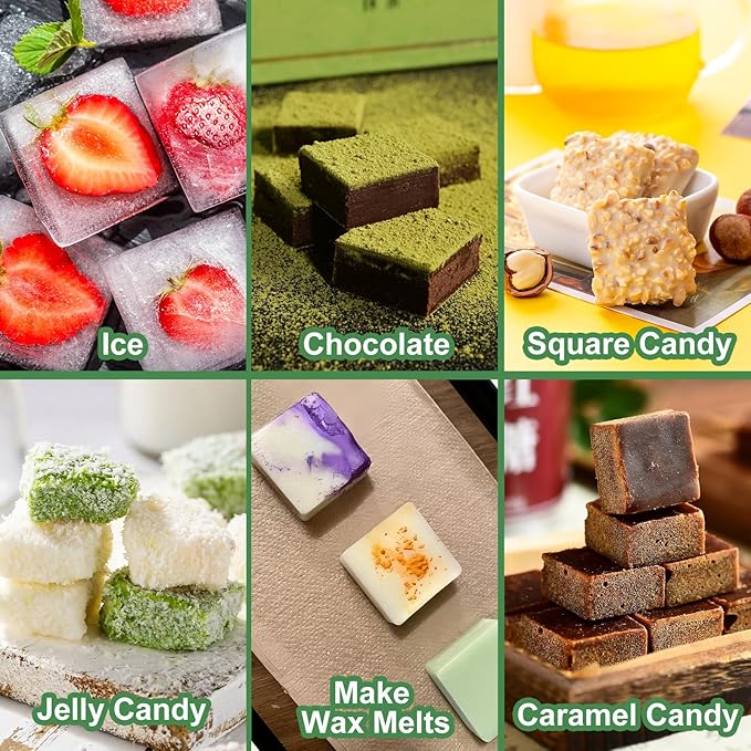 Chocolate Molds, 80 Cavities Gummy Molds, Non Stick Silicone Candy Molds for Square Chocolates, Caramels, Keto Snack Fat Bombs, Ice Cubes, Jellies, Gummies and Pet Snacks, Candy Molds Bite Size