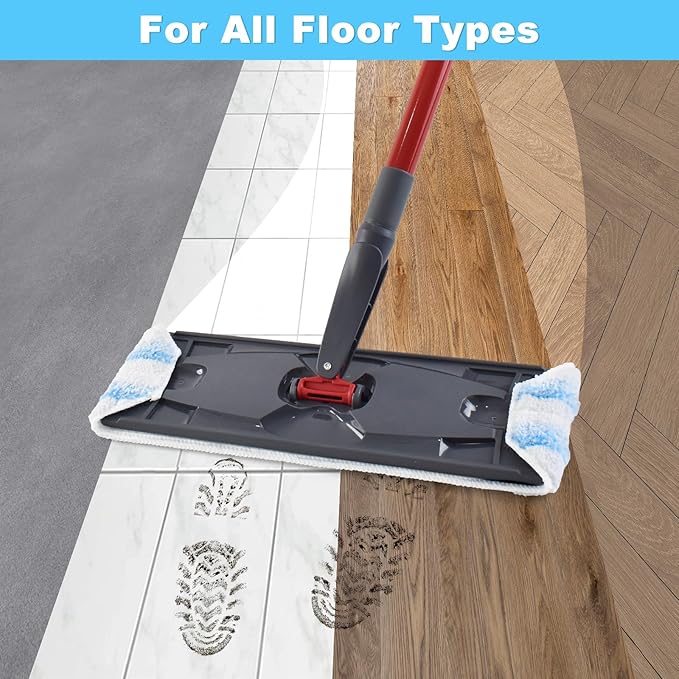 Mop Replacement Pads Compatible with OCedar H2prO Flat Mop System, Mop Handle for Ocedar H2prO Flat Mop, 3 Pack Mop Replacement & 30" to 58" Extendable Length Mop Handle for Ocedar H2prO