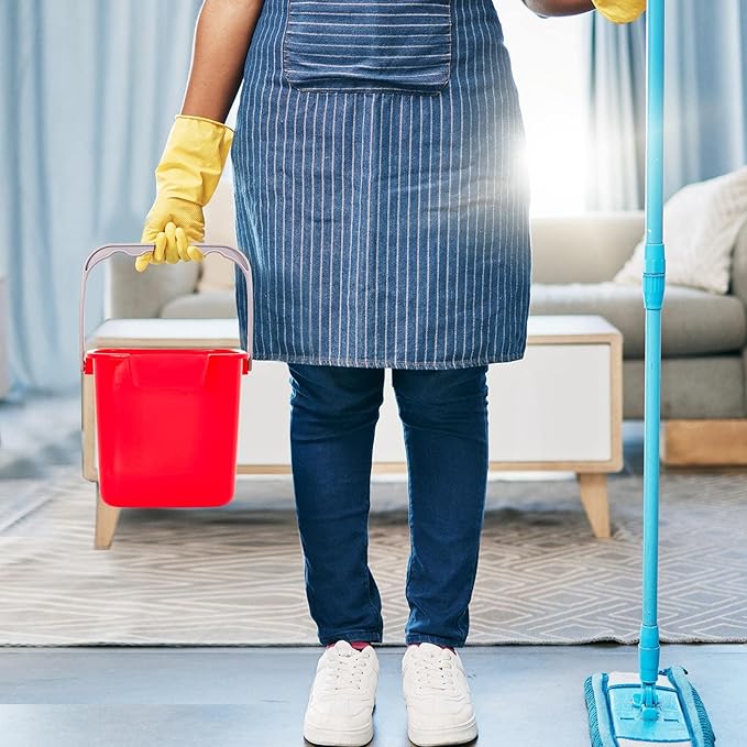 Irenare 8 Pcs Sanitizing Bucket 3 Quart Cleaning Pail Small Detergent Square, Spout and Handle Plastic Utility Sanitizer Buckets for Restaurant Kitchen Home Offices (Red)