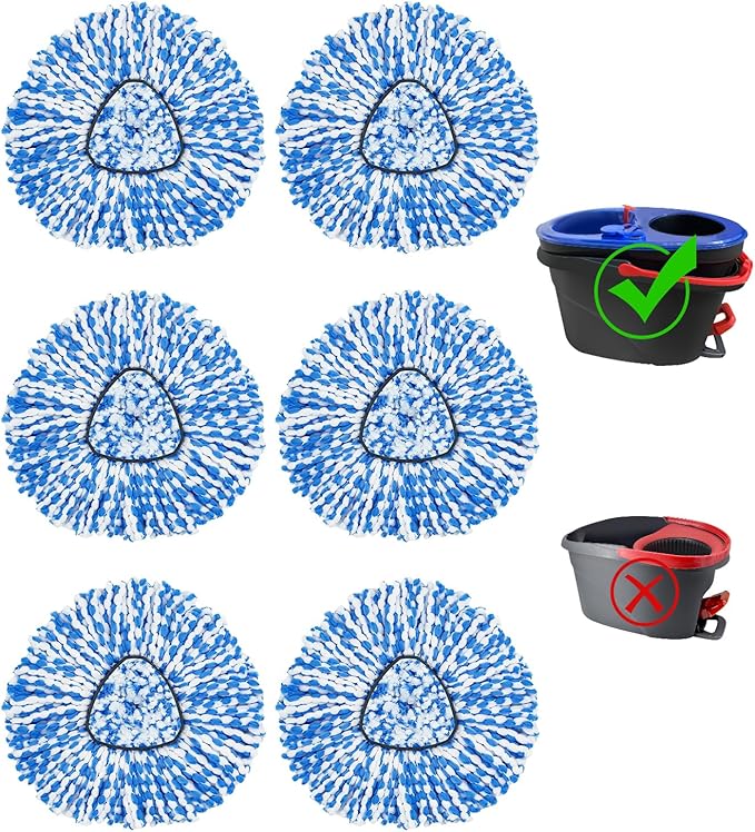 6 Pack Spin Mop Replace Head 𝐎𝐍𝐋𝐘 for O-cedar RinseClean 2 Tank Spin Mop,Mop Head Refill Replacement For O-cedar RinseClean 2 Tank System - Easy to Replace,100% Microfiber, All Floor Surface Clean