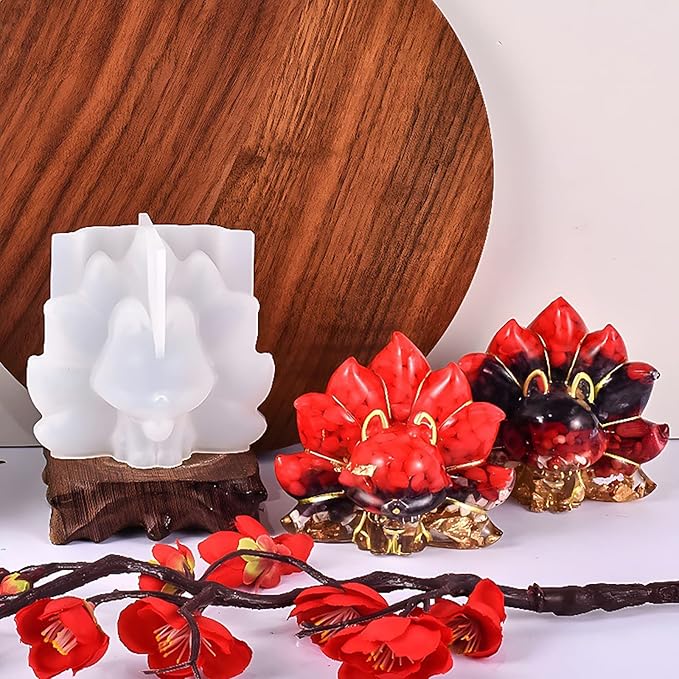 Tail Fox Mold Fox Silicone Wave Spiral Candle Mold - Silicone Resin Casting Molds for Candle & Resin & Soap Craft Supplies