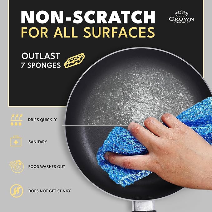 Non-Scratch Dish Scrubbers for Cleaning Dishes & Kitchen - Replace Kitchen Sponges with Non-Abrasive Scrubbing Pads - Scouring Pad for Household (Pack of 12)