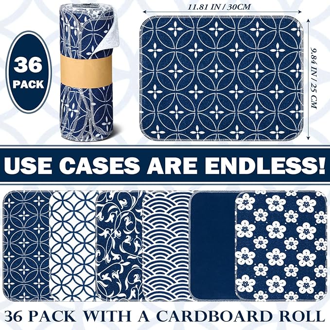 36 Pack Reusable Cleaning Cloths Washable Cotton Kitchen Towels for Home