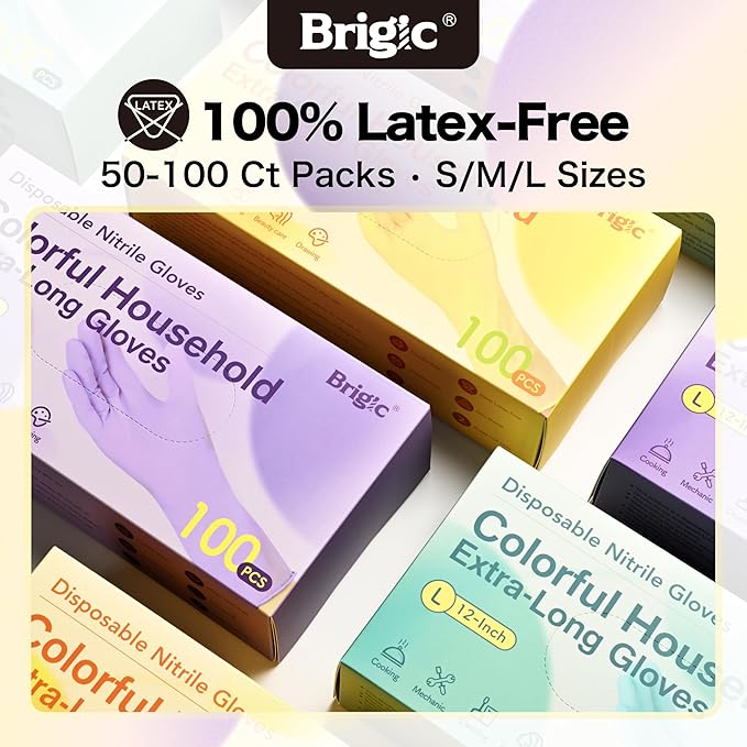 12-Inch Extended Disposable Nitrile Gloves, Latex-Free Powder-Free, Full Palm Textured Grip, Multipurpose Home