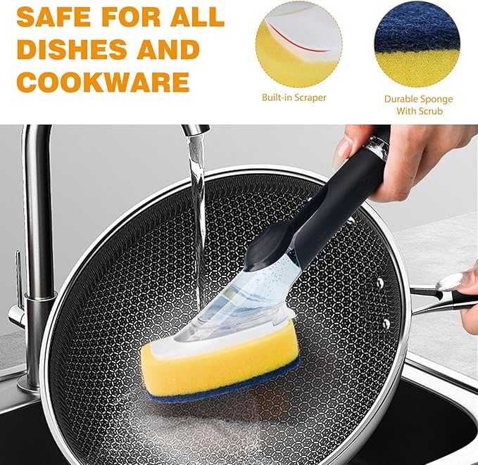 Sponge Brush Refills for OXO Soap Dispensing Dish Brush - 4 Pack Dish Cleaning Soap Dispensing Head Replacement for Scrubber