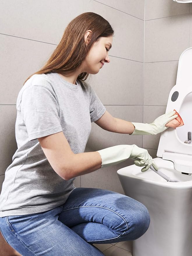 LANON wahoo Skin-Friendly Cleaning Gloves, Dishwashing Kitchen Gloves with Cotton Flocked Liner, Reusable, Non-Slip, Canary Green, Small