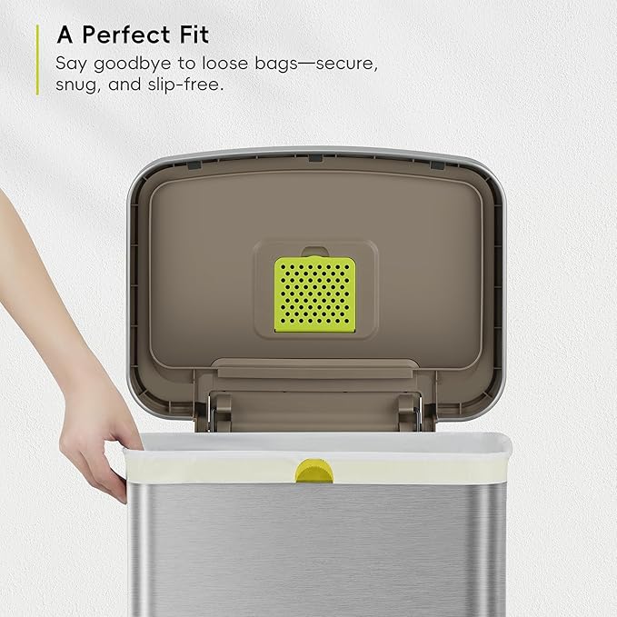 EKO 21 Gallon / 50-90 Liter, 60 Count Drawstring Trash Bags, Extra-Strong Garbage Bags, Fresh Floral Scent with Continuous Odor Control, Easy-Dispense Roll for Kitchen and Household Use, Code G, White