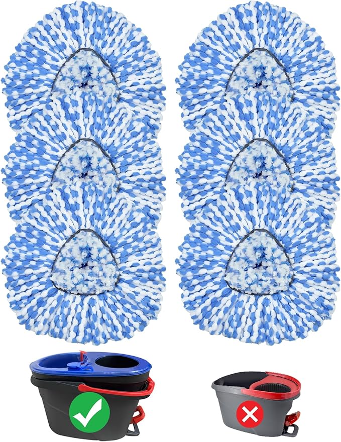 Mop Replace Head, 6 Pack Mop Heads Replacements for Oceda RinseClean 2-Tank System, Spin Mop Replacement Head, Microfiber Mop Refills, Machine Washable and Deep Cleaning (NOT for 1-Tank System)