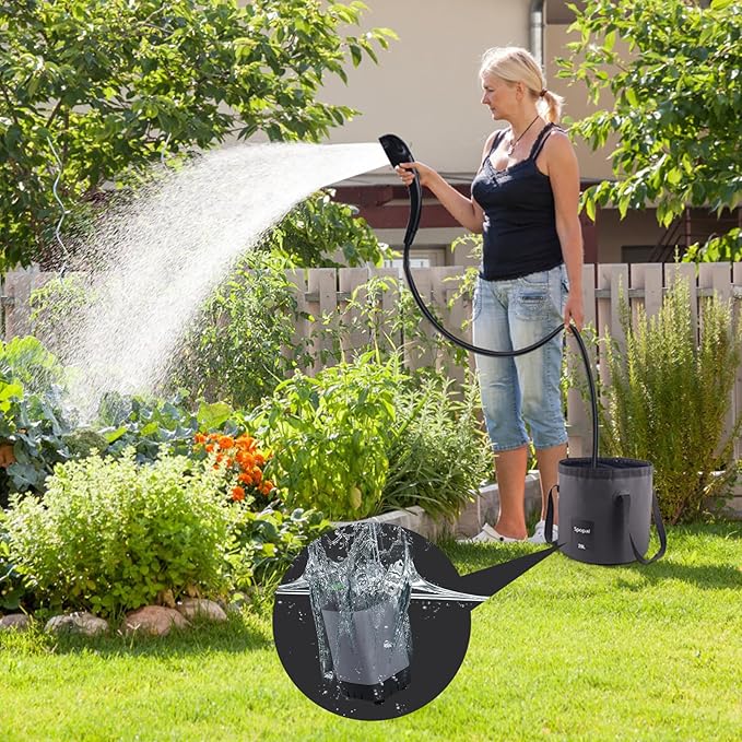 Collapsible Bucket with Handle 20L, Multifunctional Folding Water Container for Camping, Hiking, Traveling, Fishing, Laundry, Gardening, Waterproof, Durable, Lightweight