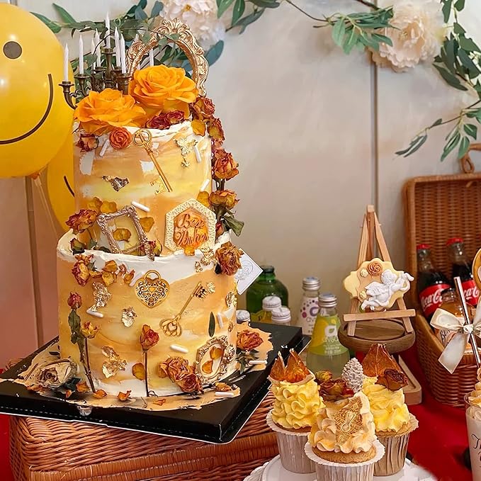 Vintage Key Cake Decorating Fondant Molds (2 Pcs), Keyhole Silicone Molds, Baroque Clay Molds for Cupcake Toppers, Chocolate, Candy, Marzipan, Polymer, Clay, Resin, Soap