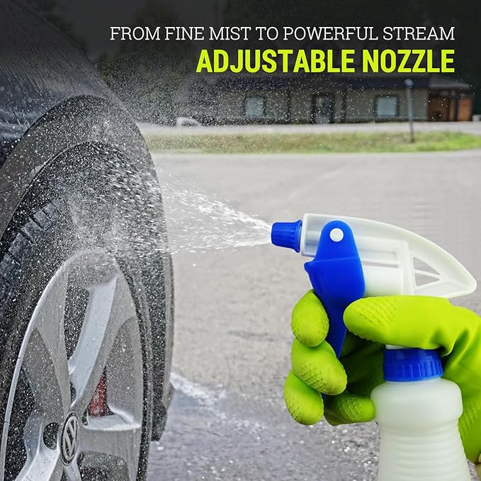 3X High Output Heavy Duty Spray Bottles for Cleaning Solutions, 3 Pack, 32 oz Professional Industrial Spray Bottles for Commercial, Household Cleaning and Car Detailing.