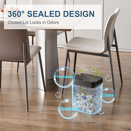 2 Pack 2.7 Gal Bathroom Trash Can with Lid, Automatic Trash Can Small Smart Garbage Can Touchless, Slim Motion Sensor Waterproof Plastic Trash Bins for Bedroom Office Kitchen Toilet Black