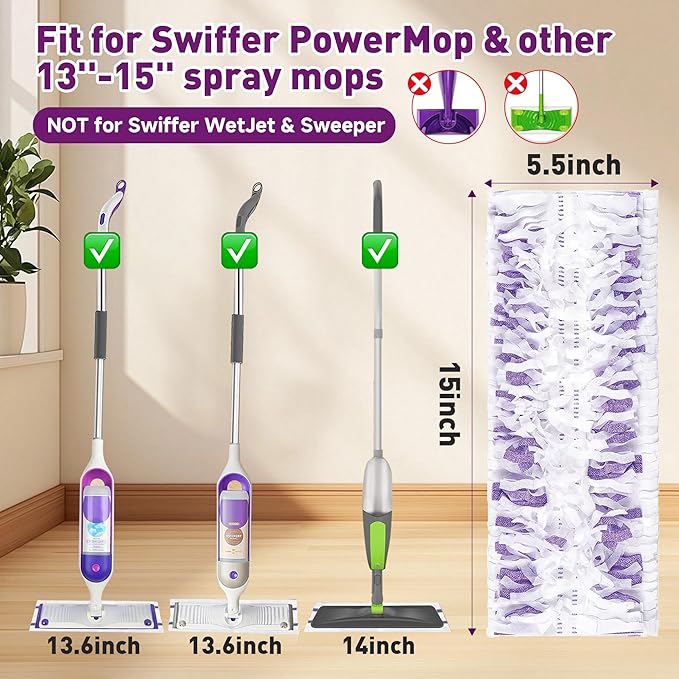 Funtin Power Mop Pads for Swiffer PowerMop, Thickened Unscented Disposable Mopping Refills, Dry & Wet Use for Floor Cleaning, MOP NOT Included, 40 Pads ONLY