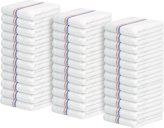 Avalon Towels Terry Bar Mop Towels (Value Pack of 36) Size 16"x19" – Absorbent and Durable, Multipurpose Cleaning Rags, Cotton Cleaning Cloths, Terry Cloth Rags, Reusable Shop Rag