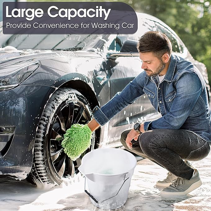 6 Pcs 2.5 Gallon Bucket for Cleaning Plastic Heavy Duty Clean Bucket with Handle and Spout Industrial Storage Container (White)