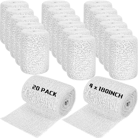 20 Pack Plaster Cloth Gauze Bandage Rolls for Art Craft Project Each Roll 5 Yards Plaster Strip Gauze Wrap Bulk for Body Casts Belly Molds Mask Making Sculptures(4 x 180 Inch)